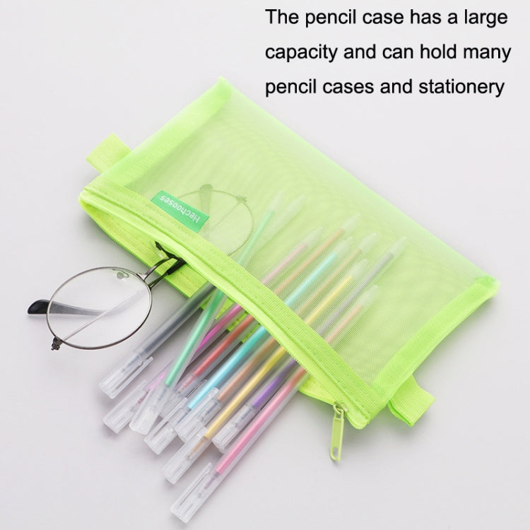 Hechooses D033 Transparent Mesh Exam Portable Pen Bag, Style:, Square (Black), Square (White), Square (Gray), Square (Pink), Square (Green), Triangle (Black), Triangle (White), Triangle (Gray), Triangle (Pink), Triangle (Blue), Triangle (Green)