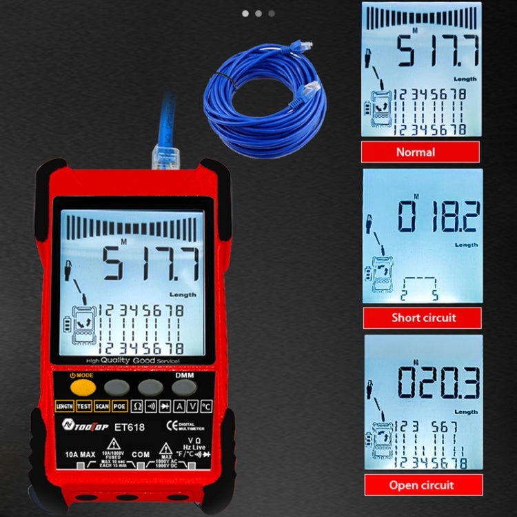 Rechargeable Adjustable Network Cable Tester Wire Tracker POE Cable Tester, ET616 (Red), ET618 (Red)