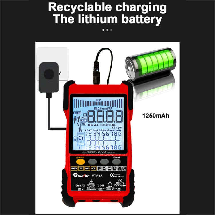 Rechargeable Adjustable Network Cable Tester Wire Tracker POE Cable Tester, ET616 (Red), ET618 (Red)