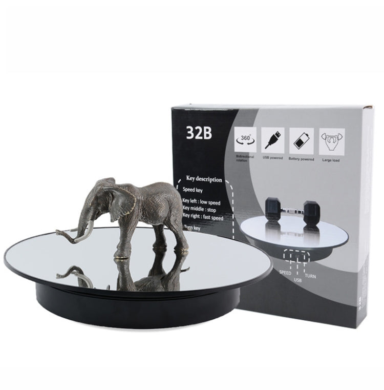32cm Electric Turntable for Photography With Speed Direction Adjustment, White Mirror, Black Mirror, Golden Mirror