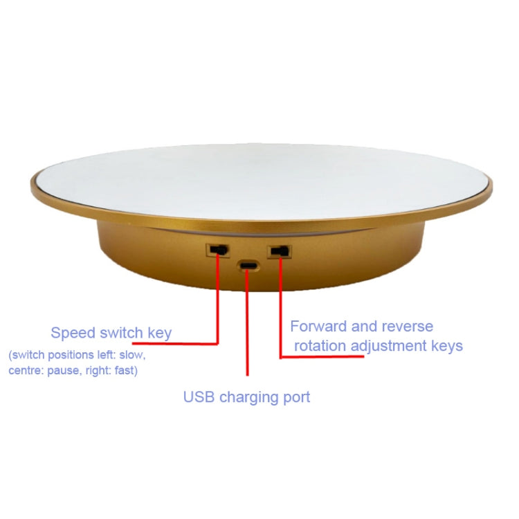 32cm Electric Turntable for Photography With Speed Direction Adjustment, White Mirror, Black Mirror, Golden Mirror