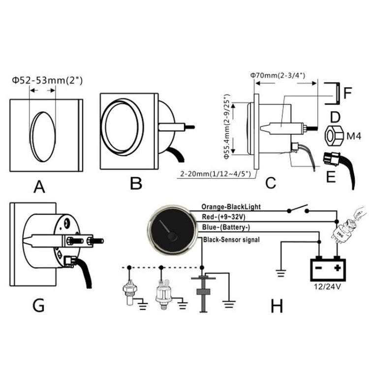 PMW2 DN52mm Car Truck RV Conversion Water Tank Water Level Table, PMW2 BN, PMW2 WS, PMW2 BS