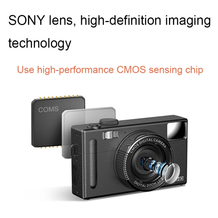 R1 48 Million HD Pixels 3.0 Inch IPS Screen Children Digital Camera, Spec:, Black, Pink, Black+Card Reader, Pink+Card Reader