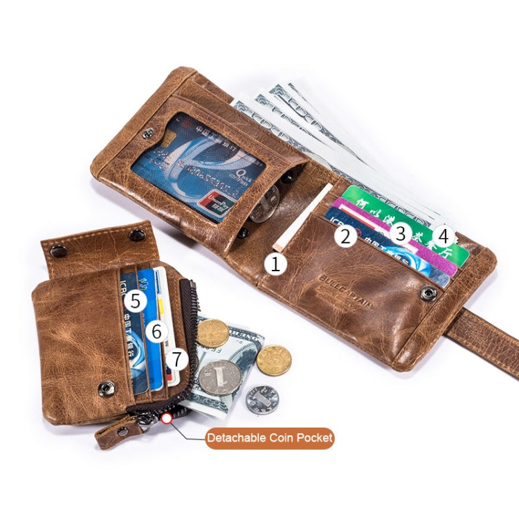 BUFF CAPTAIN 01 Multifunctional Detachable Vintage Leather Buckle Horizontal Wallet, 01(Coffee), 01(Brown)