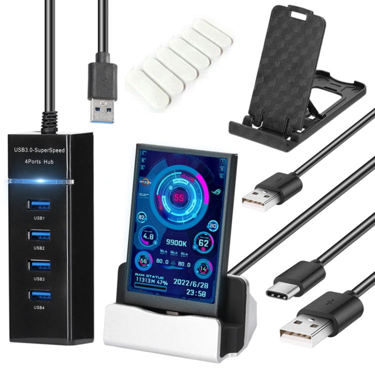 3.5 InchIPS View All Computer Monitor USB Chassis Vice Screen, Set 1 (Black), Set 1 (White), Set 2 (Black)