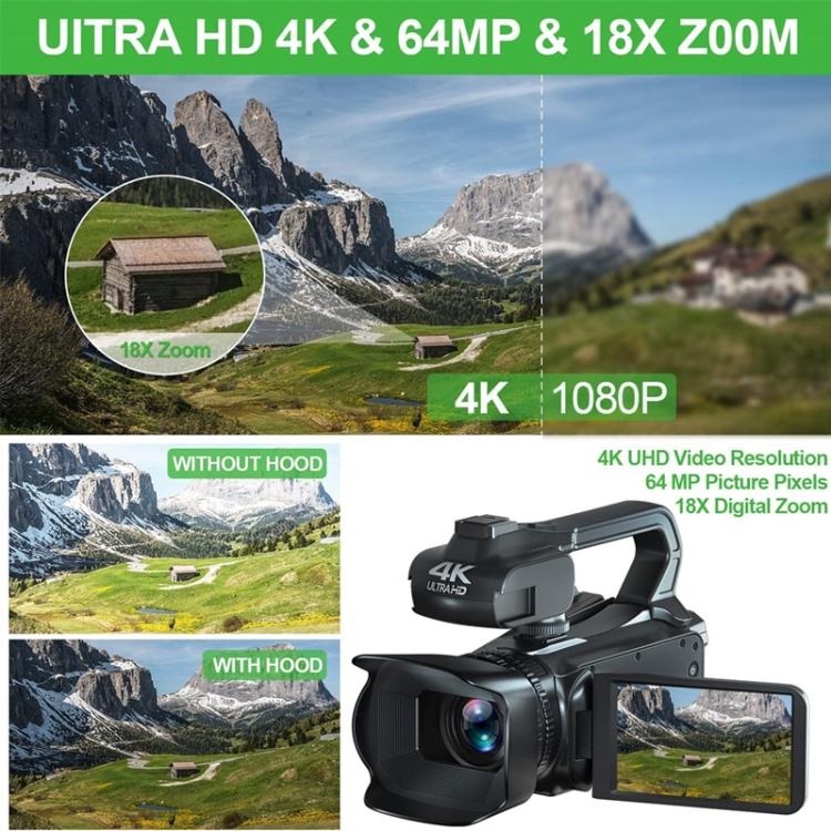 64MP 4-Inch Touch Screen Handheld Digital Video Camera, 4K 16G, 4K 32G, 4K 64G