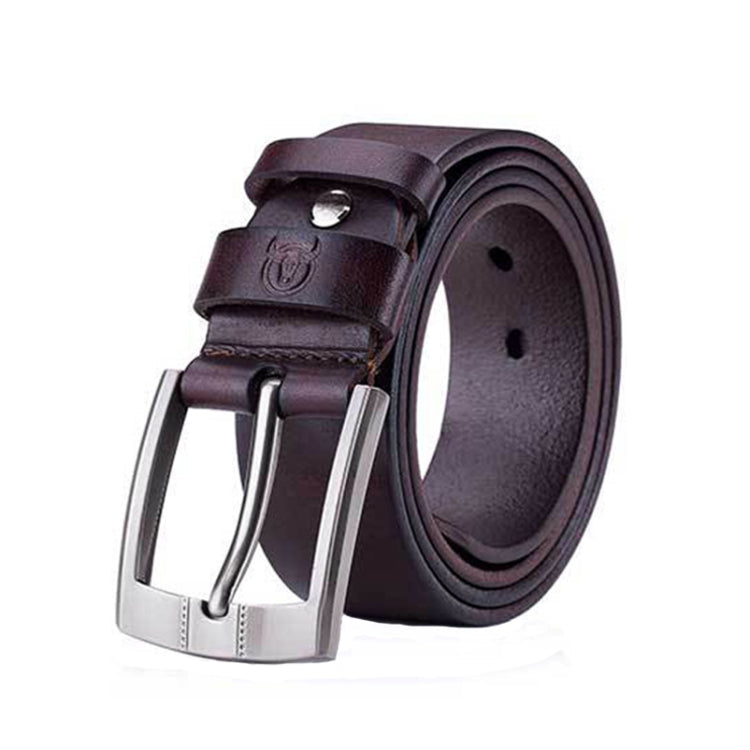 BULL CAPTAIN 01 Pin Buckle Thickened Cowhide Wear-Resistant Belt, Length:, 110cm (Smooth Brown), 115cm (Smooth Brown), 120cm (Smooth Brown), 125cm (Smooth Brown), 110cm (Burr Brown), 115cm (Burr Brown), 120cm (Burr Brown), 125cm (Burr Brown)           ...