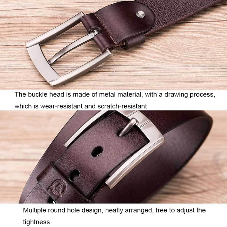 BULL CAPTAIN 01 Pin Buckle Thickened Cowhide Wear-Resistant Belt, Length:, 110cm (Smooth Brown), 115cm (Smooth Brown), 120cm (Smooth Brown), 125cm (Smooth Brown), 110cm (Burr Brown), 115cm (Burr Brown), 120cm (Burr Brown), 125cm (Burr Brown)           ...