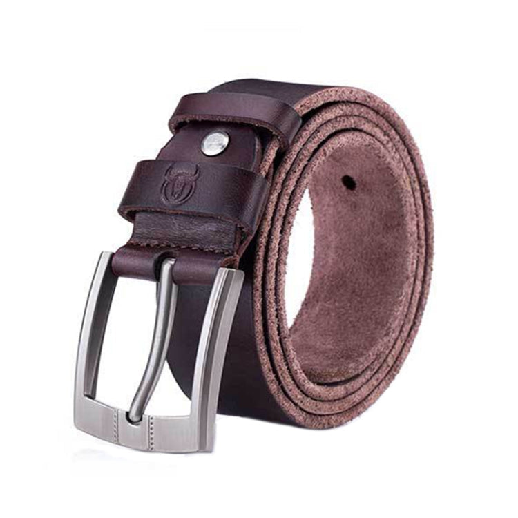BULL CAPTAIN 01 Pin Buckle Thickened Cowhide Wear-Resistant Belt, Length:, 110cm (Smooth Brown), 115cm (Smooth Brown), 120cm (Smooth Brown), 125cm (Smooth Brown), 110cm (Burr Brown), 115cm (Burr Brown), 120cm (Burr Brown), 125cm (Burr Brown)           ...