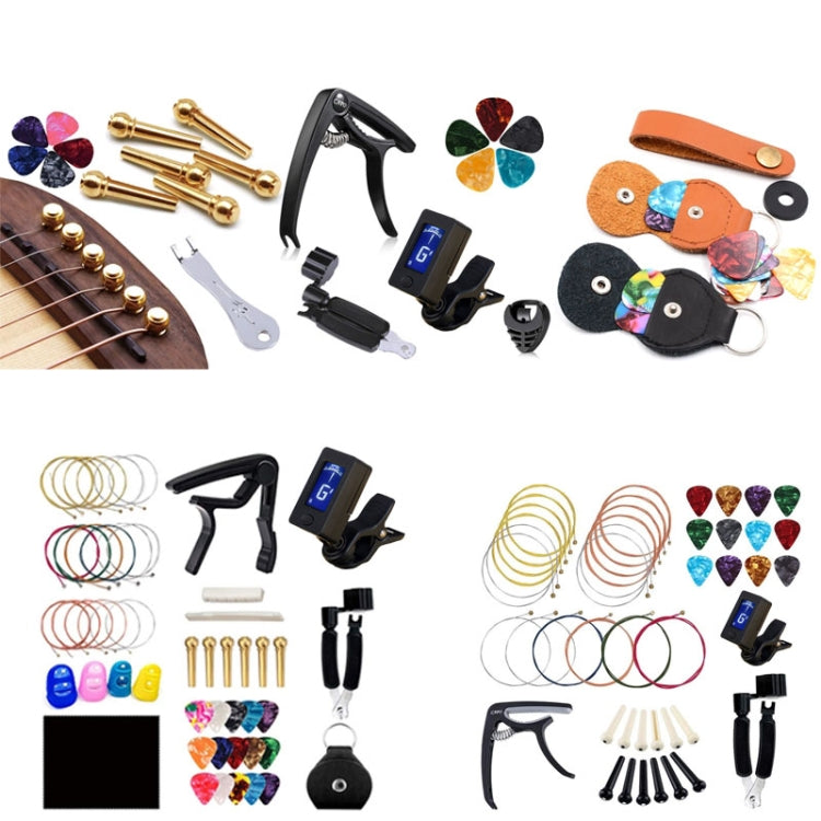 Folk Wood Bass Guitar Tuning Clip Tuner Instrument Set, 9 PCS / Set