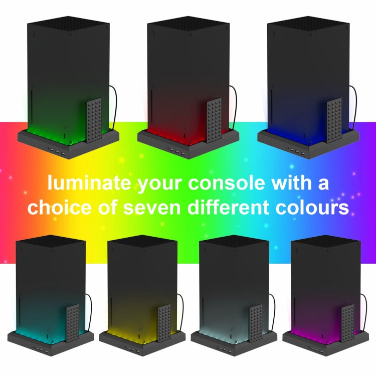 For XBOX Series X / S Charging Cooling Fan Base RGB Colorful Light Charger Bracket, RGB Colorful Light