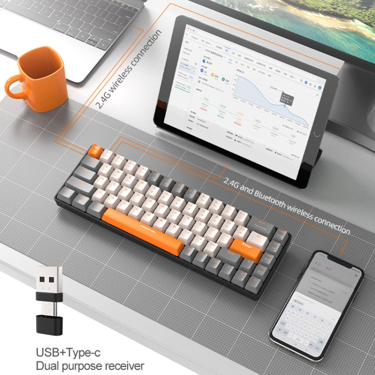 ZIYOU LANG K68 68 Keys Bluetooth Wireless Dual Model Mechanical Keyboard, Style:, Red Shaft Version (Shimmering), Green Shaft Version (Gray), Red Shaft Version (Gray)