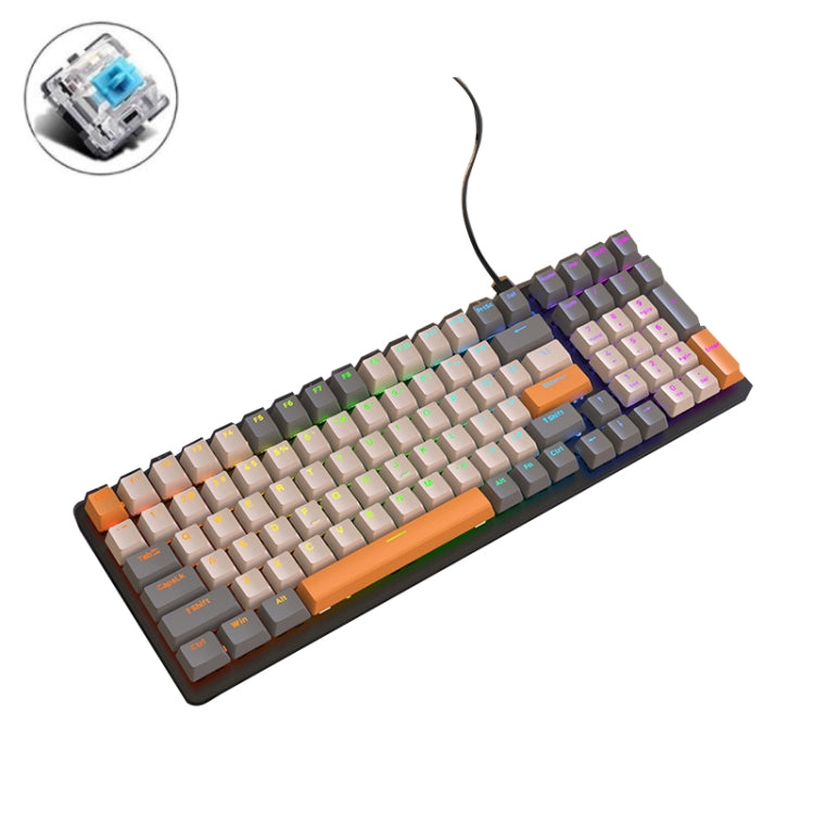 ZIYOU LANG  K3 100 Keys Game Glowing Wired Mechanical Keyboard, Cable Length: 1.5m, Style:, K3  Water Green Version Red Axis, K3 Bee Version Red Axis, K3 Micro Light Hot Plug Version Red Axis, K3 Water Green Hot Plug Version Green Axis                 ...