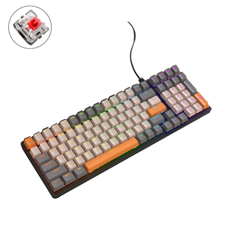 ZIYOU LANG  K3 100 Keys Game Glowing Wired Mechanical Keyboard, Cable Length: 1.5m, Style:, K3  Water Green Version Red Axis, K3 Bee Version Red Axis, K3 Micro Light Hot Plug Version Red Axis, K3 Water Green Hot Plug Version Green Axis                 ...