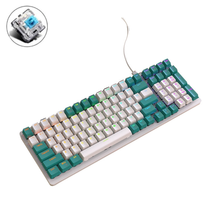 ZIYOU LANG  K3 100 Keys Game Glowing Wired Mechanical Keyboard, Cable Length: 1.5m, Style:, K3  Water Green Version Red Axis, K3 Bee Version Red Axis, K3 Micro Light Hot Plug Version Red Axis, K3 Water Green Hot Plug Version Green Axis                 ...