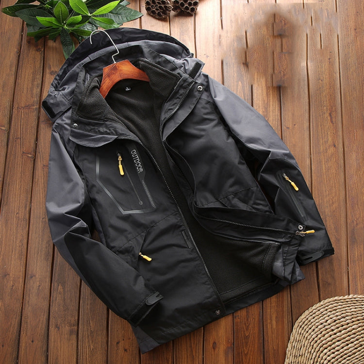 LSM-121 Men Autumn And Winter Jackets Grab Fleece Inner Lining Outdoor Hiking Clothes, 6XL