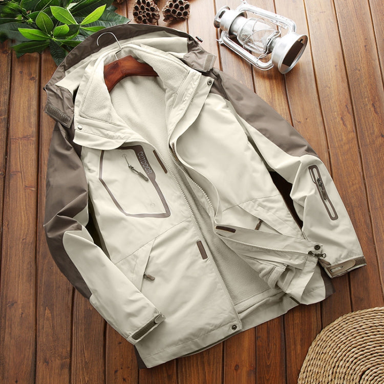 LSM-121 Men Autumn And Winter Jackets Grab Fleece Inner Lining Outdoor Hiking Clothes, 6XL