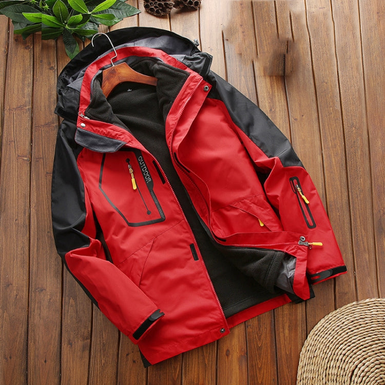 LSM-121 Men Autumn And Winter Jackets Grab Fleece Inner Lining Outdoor Hiking Clothes, 6XL