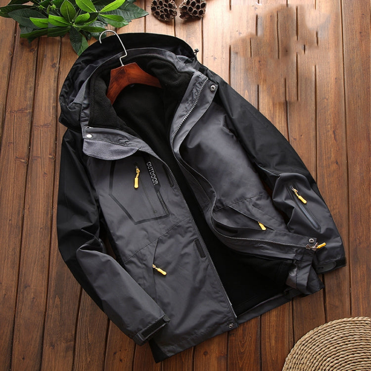 LSM-121 Men Autumn And Winter Jackets Grab Fleece Inner Lining Outdoor Hiking Clothes, 6XL