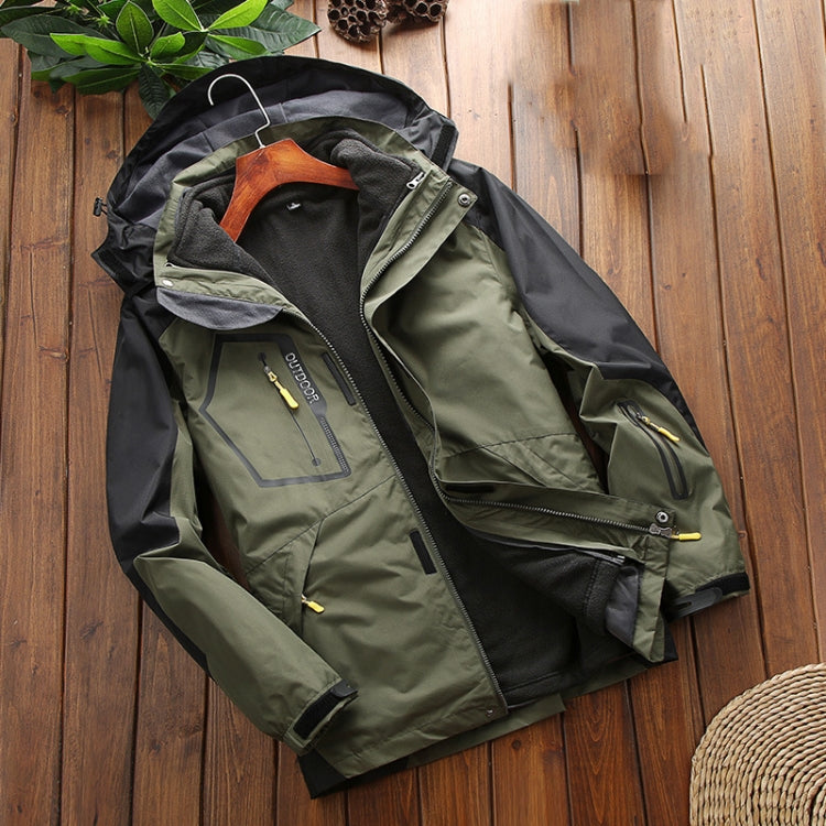 LSM-121 Men Autumn And Winter Jackets Grab Fleece Inner Lining Outdoor Hiking Clothes, 6XL