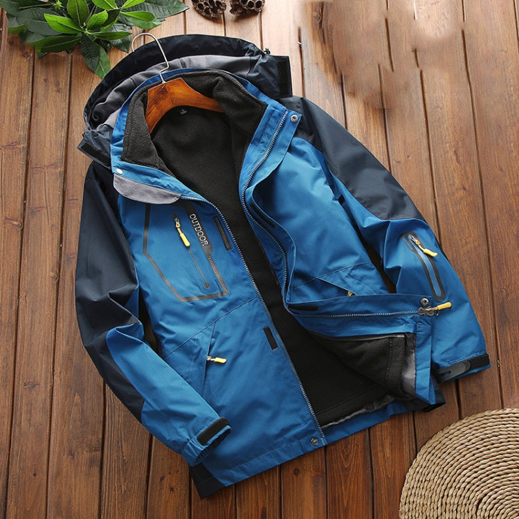 LSM-121 Men Autumn And Winter Jackets Grab Fleece Inner Lining Outdoor Hiking Clothes, 6XL