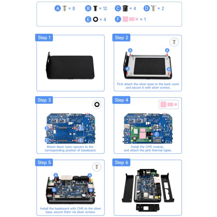 Waveshare Gigabit/2.5G Dual Ethernet Industrial Computer Based On Raspberry Pi CM5, 4 x RS485, 2×RS485+2×RS232