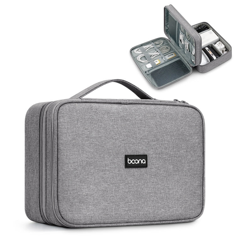 Baona Multifunctional Earphone Data Cable Digital Storage Bag, Spec:, Single-layer (Gray), Single-layer (Black), 2-layer (Gray), 2-layer (Black), Single-Layer Box (Gray), Single-Layer Box (Black), 2-layer Box (Gray), 2-layer Box (Black), XL (Gray)     ...
