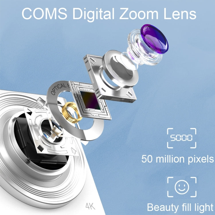 C13 2.88 inch 4K 8X Optical Zoom Telescopic Lens HD Digital Camera, Spec:, White