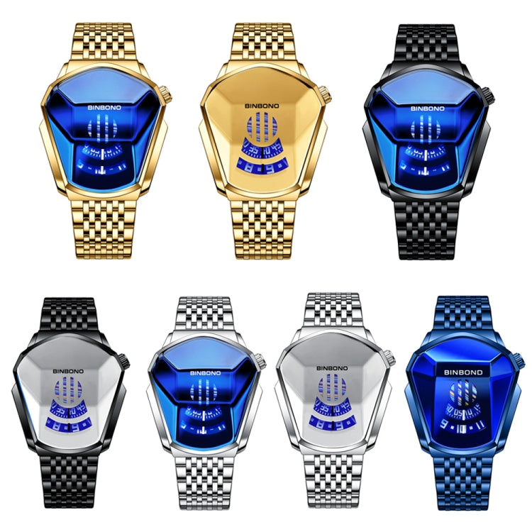 BINBOND Locomotive Concept Steel Belt Watch Men Live Black Technology Watch, Steel Belt Full Gold-Blue Face, Steel Belt Full Gold Gold Face, Steel Belt Black Stee Blue Face, Steel Belt White Steel Blue Face, Steel Belt White Steel White Face           ...