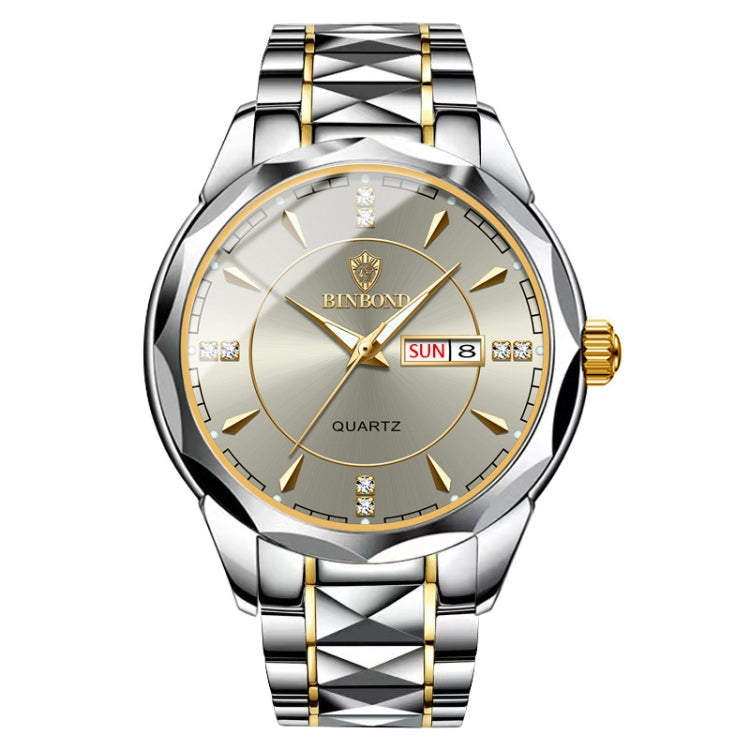 BINBONG B5552 Luminous Multifunctional Business Calendar Quartz Watch