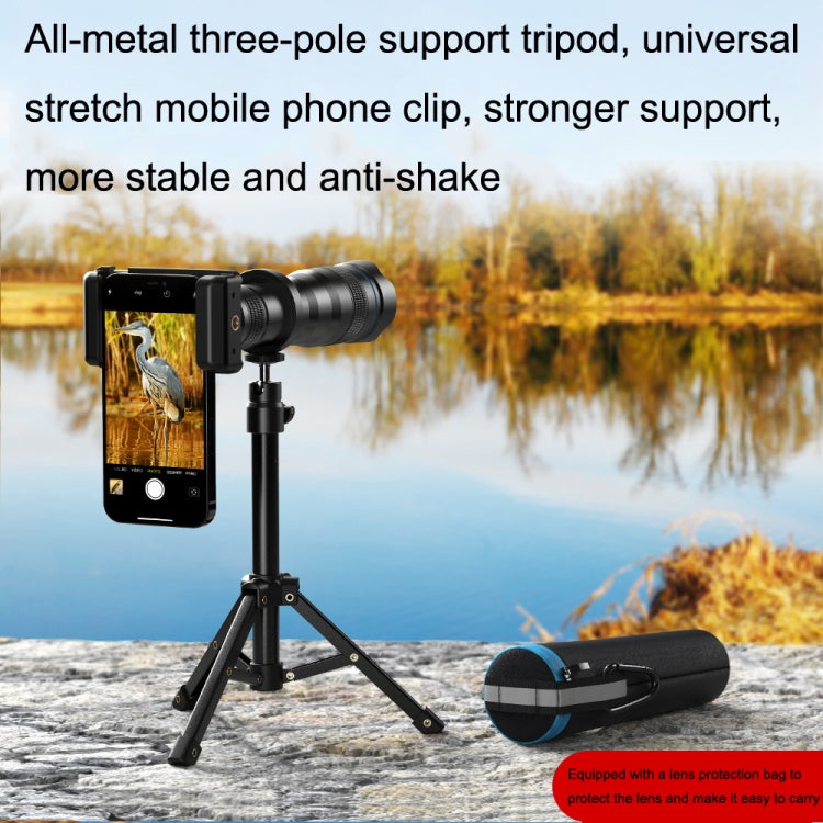 Apexel APL-36XJJ020 36X HD Telescope Universal Telephoto Phone Lens + Clip + Tripod Set, APL-36XJJ020