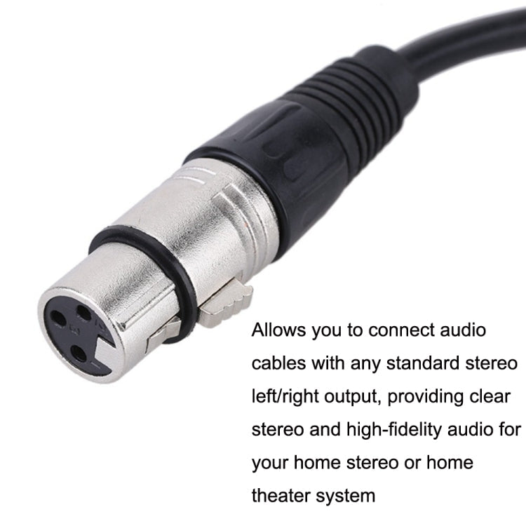 XLR Female To 2RCA Male Plug Stereo Audio Cable, Length:, 0.5m, 1m, 1.5m, 2m, 3m, 5m, 8m, 10m