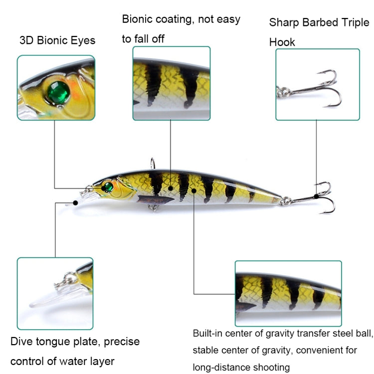 LB106 11cm/11.5g Lure Painted Bionic Fishing Bait Plastic Hard Bait, 1, 2, 3, 4, 5, 6, 7, 9, 10, 11, 12, 13, 14, 15, 16, 17, 18
