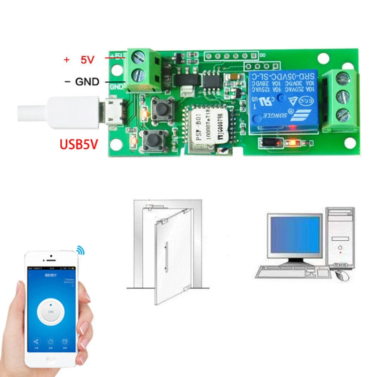 2pcs Sonoff Single Channel WiFi Wireless Remote Timing Smart Switch Relay Module Works, 5V