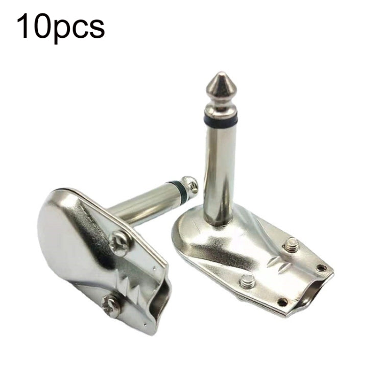10pcs 6.35mm Right Angle Guitar Plug Audio Microphone Amplifier Connector, Mono, Binaural