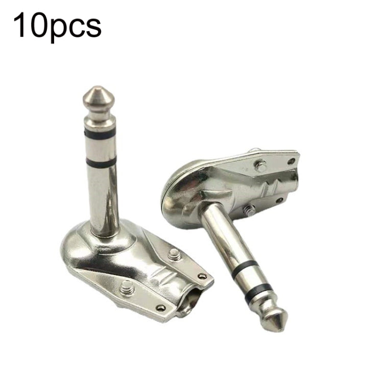 10pcs 6.35mm Right Angle Guitar Plug Audio Microphone Amplifier Connector, Mono, Binaural