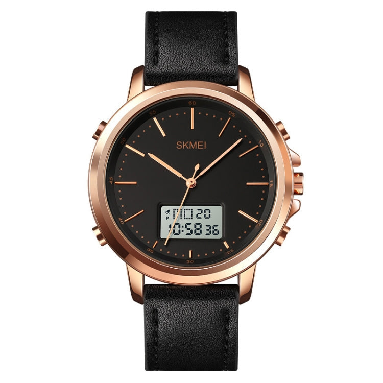 SKMEI 1652 Dual Movement Sports Leather Alloy Male Watch, Rose Gold Shell White Machine, Rose Gold Shell Black Machine, Gold Shell Black Machine, Black Shell Black Machine, Silver Shell White Machine, Silver Shell Black Machine