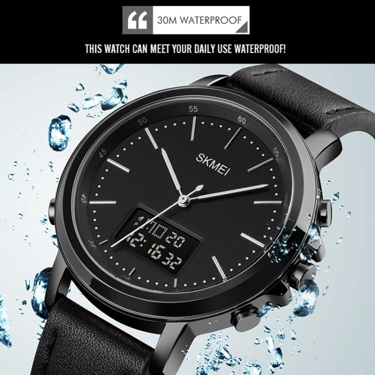 SKMEI 1652 Dual Movement Sports Leather Alloy Male Watch, Rose Gold Shell White Machine, Rose Gold Shell Black Machine, Gold Shell Black Machine, Black Shell Black Machine, Silver Shell White Machine, Silver Shell Black Machine