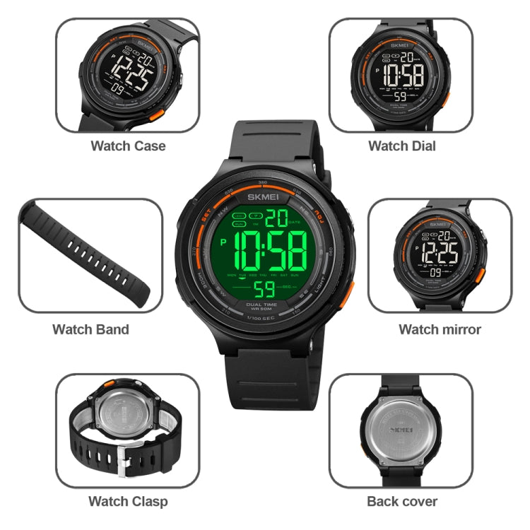 SKMEI 1841 Outdoor Sports Students Waterproof Luminous Countdown Watch, 1841 Black, 1841 Light Grey