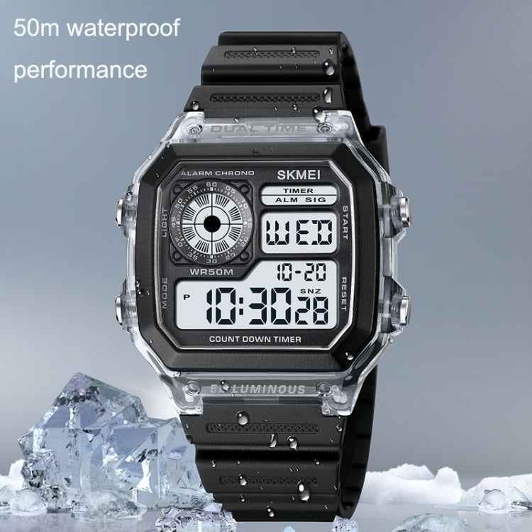 SKMEI 1998 Transparent Shell Ice Sensor Outdoor Sports Waterproof Multi-function Watch, 1998 White, 1998 Black