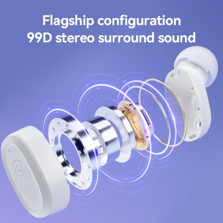 With Charging Bin Stereo Wireless Bluetooth Earphones, Style:, BY17 Black, BY17 White, BY18 Digital Display Black, BY18 Digital Display White