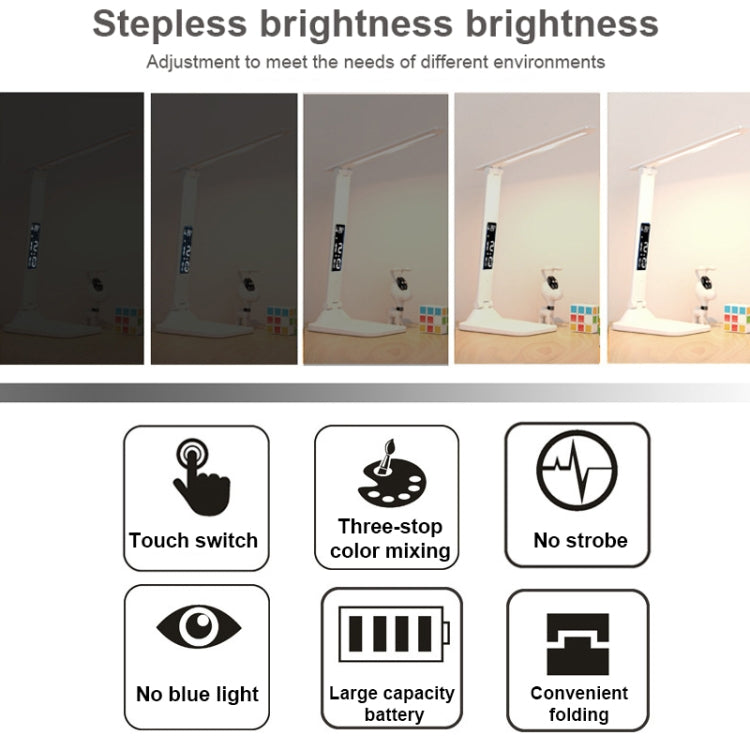LED Intelligent Digital Display Foldable Desk Lamp, Style:, Charging 2000mAh, Charging 3200mAh, Double Head USB Straight Plug, Double Head Charging 2000mAh, Double Head Charging 3200mAh