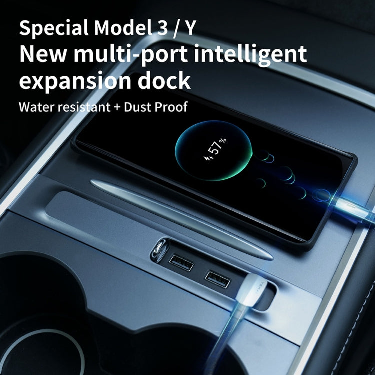 For Tesla Model 3/Y Car T09 Center Console 27W 3-in-1 USB Hub Docking Station, T09