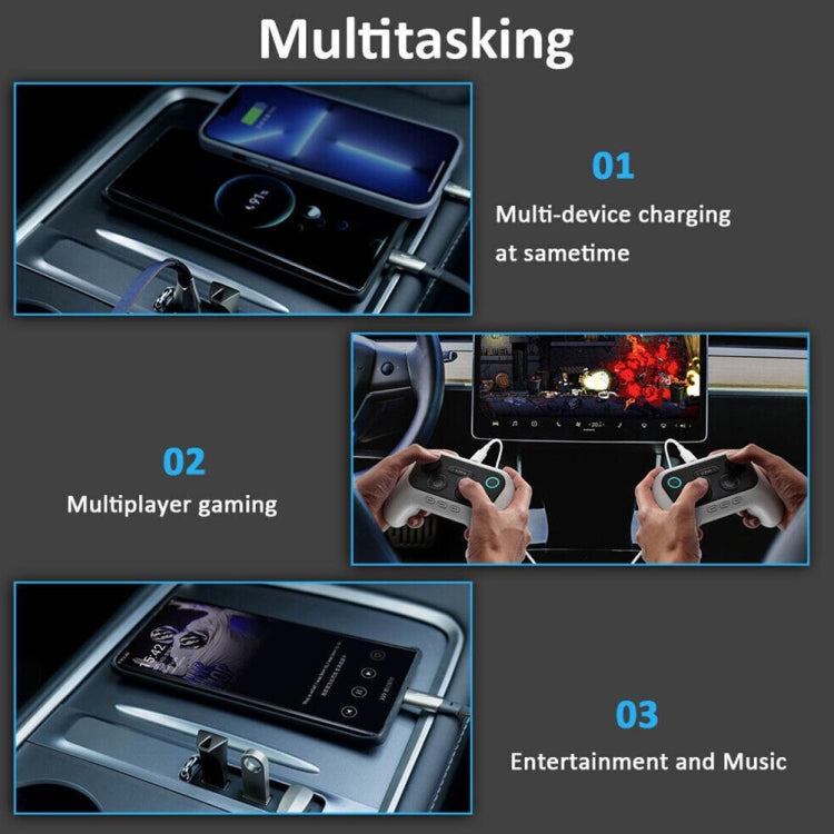 For Tesla Model 3/Y Car T09 Center Console 27W 3-in-1 USB Hub Docking Station, T09