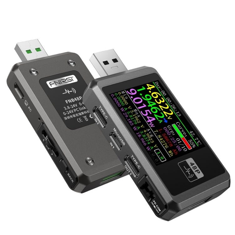 FNIRSI FNB48P USB Mobile Phone DC Power Charger Detector, Color:, Bluetooth Blue, Without Bluetooth Black