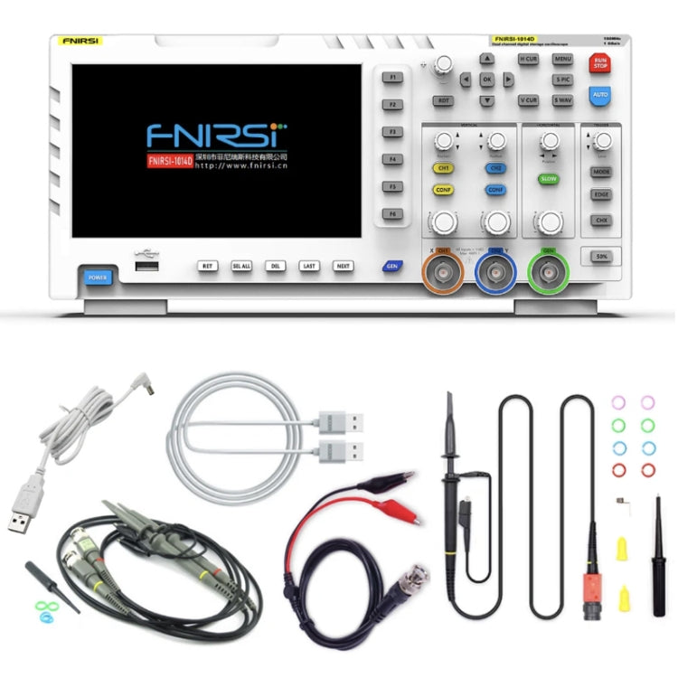 FNIRSI 2 in 1 Dual-channel 100M Bandwidth Digital Oscilloscope 1GS Sampling Signal Generator, US Plug, 1014D, 1014D +P4100 Probe