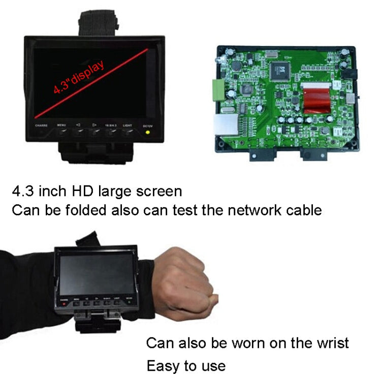 JSK-4300B 4.3 inch Handheld 12V Output Network Cable Monitoring Tester, 4.3 inch (With US Plug Power Adapter), 4.3 inch (With EU Plug Power Adapter), 4.3 inch (With UK Plug Power Adapter), 4.3 inch (With AU Plug Power Adapter)