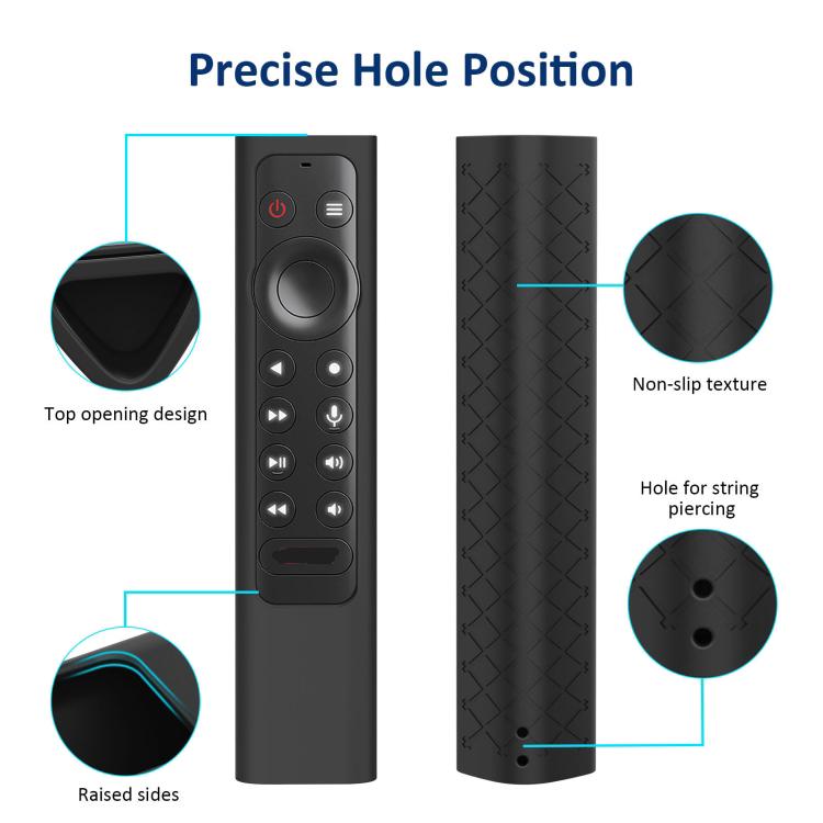 For NVIDIA Shield TV Pro 4K HDR Remote Control Silicone Case With Lanyard, YK010 Black