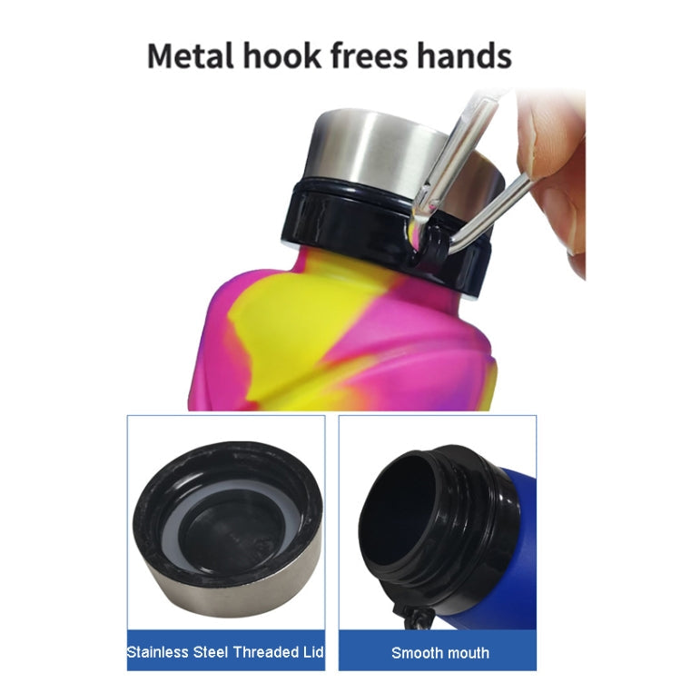 Outdoor Silicone Folding Water Cup Telescopic Water Bottle Travel Drinking Cup With Carabiner, 700ml Black, 700ml Grey, 700ml Red, 700ml Blue