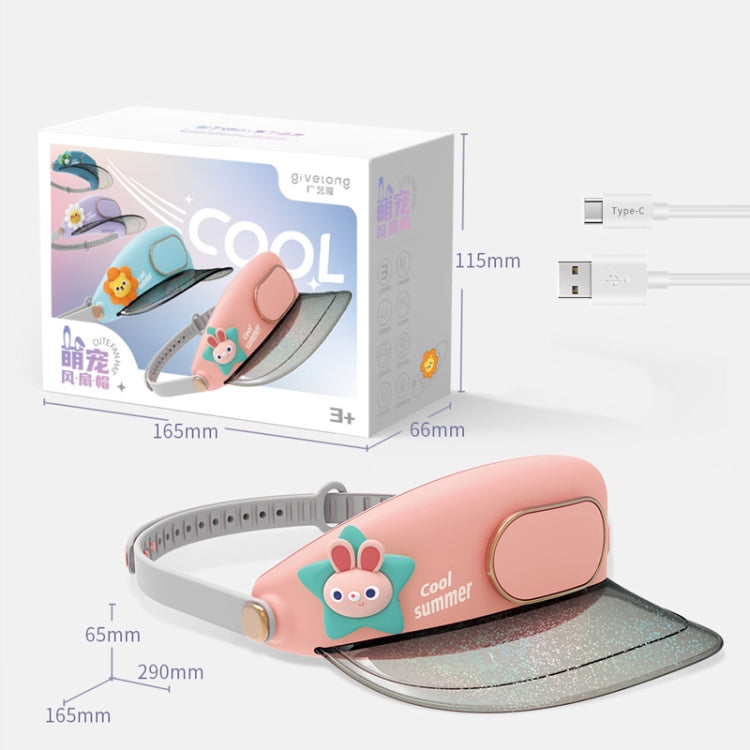GL130-133 Outdoor Fan Cap Leafless Mute USB Portable Camping Mini Fan, Star Rabbit, Huahua Duck, Love Dragon